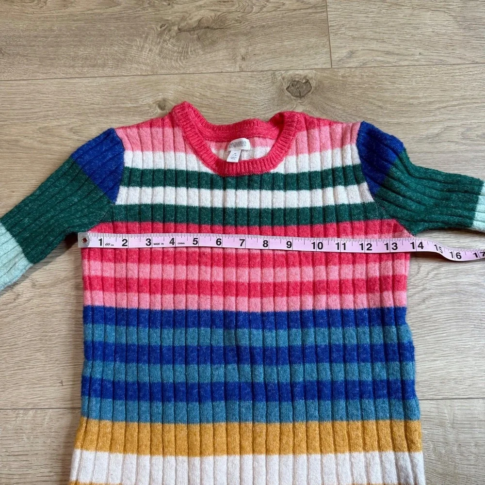 EUC Kids Girls striped Gymboree colorful wool blend sweater stretch size M 7-8